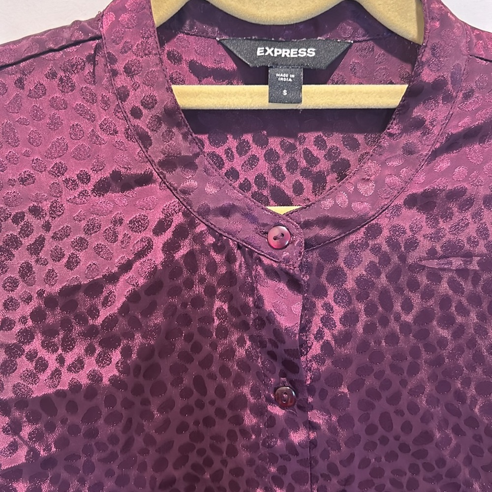 Express Statement Shoulder Blouse Plum Purple - image 3